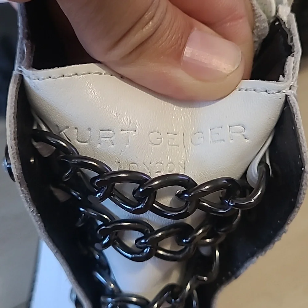 Kurt Geiger White and Black Kids Boots Size 2